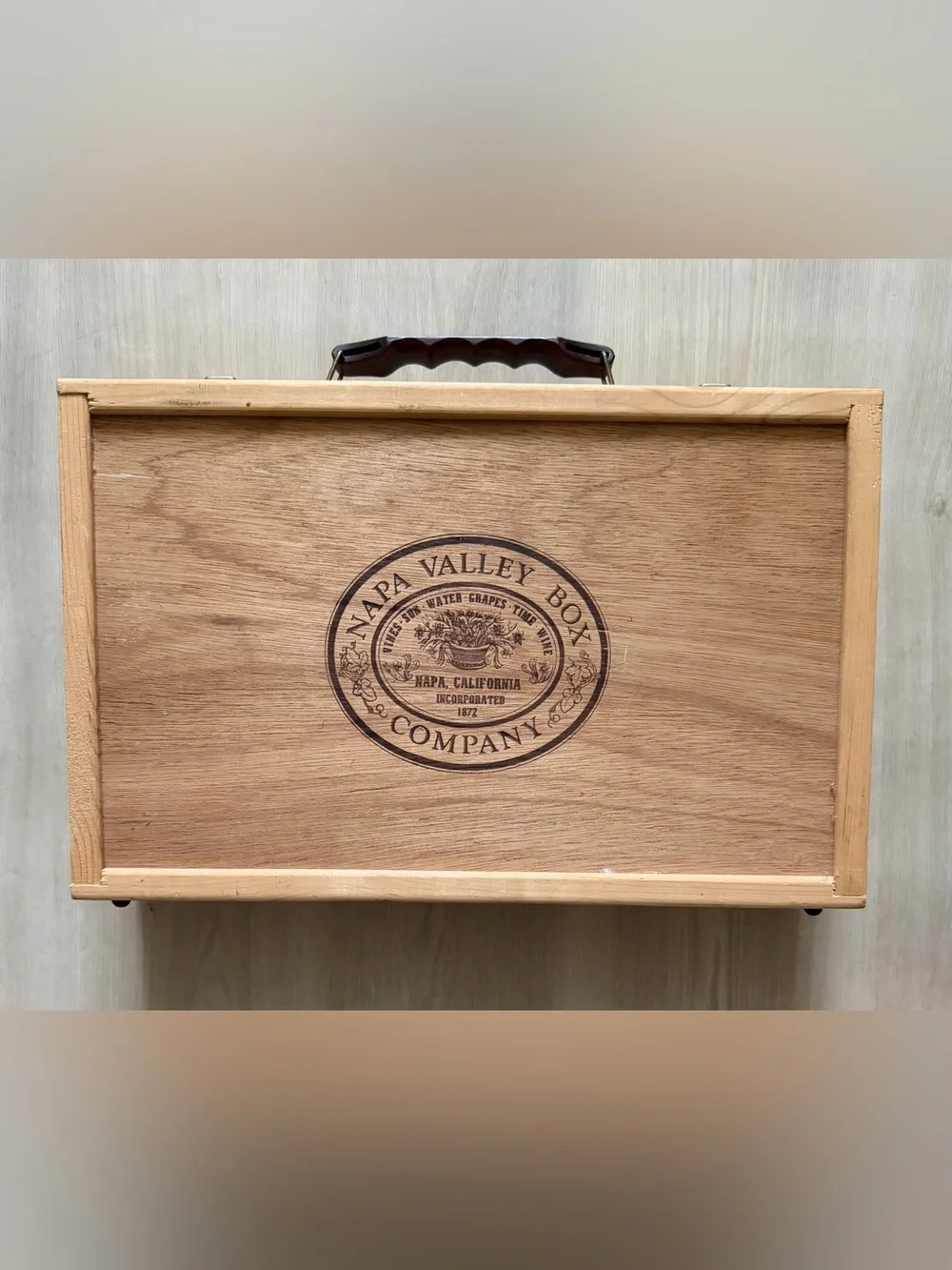 Vintage Napa Valley Company Wooden Divided Storage Case w/ Handle Organizer